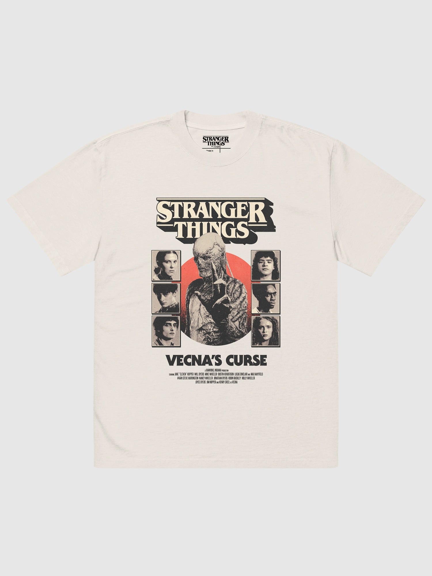 Camiseta Oversized Desbotada Stranger Things: A Maldição de Vecna